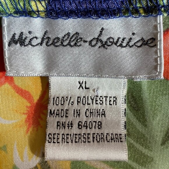 Michelle-Louise Tropical Floral Slip Dress Rainbow Island Vacation Resort Y2K-XL - Picture 9 of 11